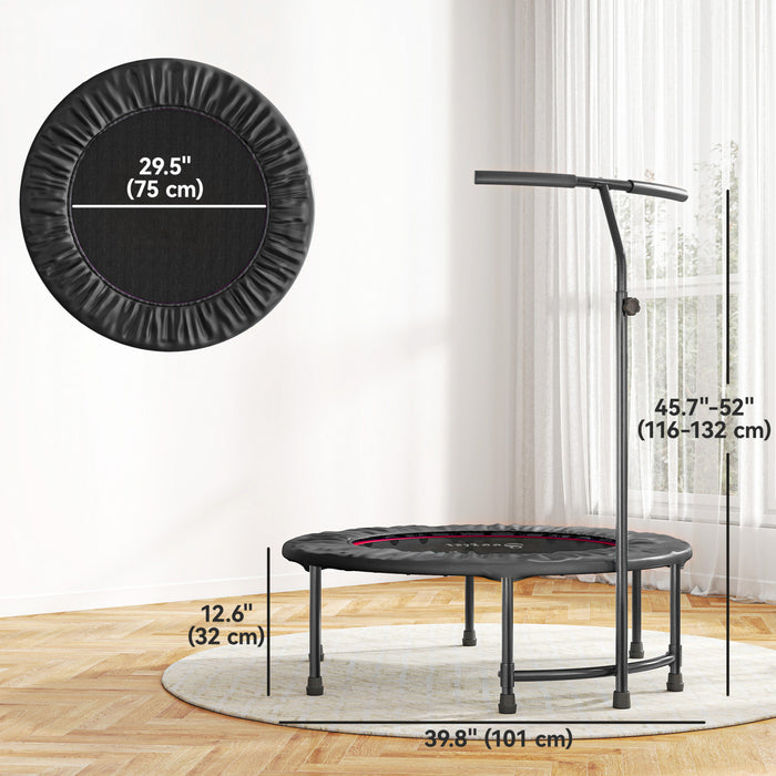 Soozier 39\" Mini Exercise Trampoline Indoor Fitness Rebounder w/ Adjustable T-Bar Black