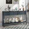 Michael Solid Wood Console Table For Entryway With Storage Drawers And Bottom Shelf - Blue | Table Console Michael En Bois Massif Pour Entree Avec Tiroirs De Rangement Et Etagere Inferieure - Bleu