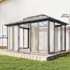 Outsunny 10' x 14' Outdoor Hardtop Gazebo, Aluminum Sun Room, Dark Grey