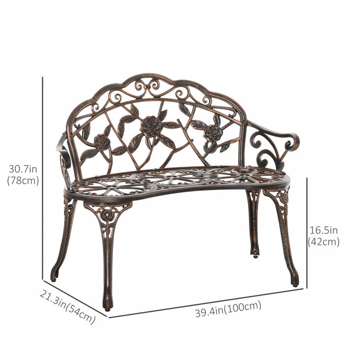 Outsunny 40\" Outdoor Garden Bench For Backyard, Porch, Balcony, Bronze