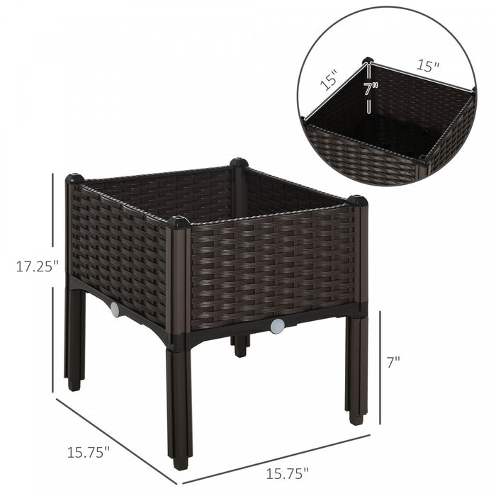 Outsunny Raised Garden Bed Pp Raised Flower Bed Vegetable Herb Grow Box Stand