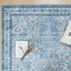 Aqua Green Flora Washable Non-slip Low Pile Area Rug 5'x7' | Tapis Vert Floral Lavable Antiderapant A Poils Ras 5'x7'
