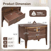 Liam Modern Wave Design Nightstand with 2 Storage Drawers,Brown  | La table de nuit moderne Liam avec design en vague et 2 tiroirs de rangement, couleur marron