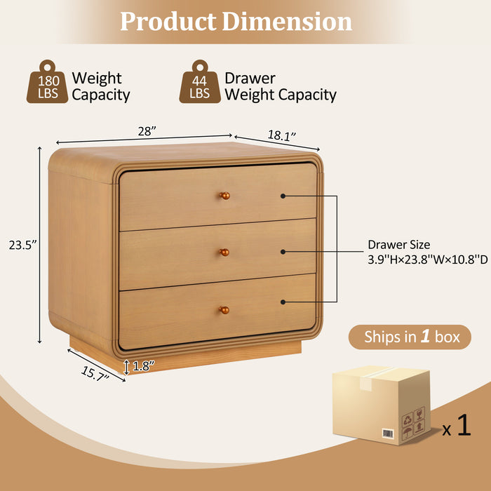 Sophia Modern Nightstand with Storage and Drawer,Natural