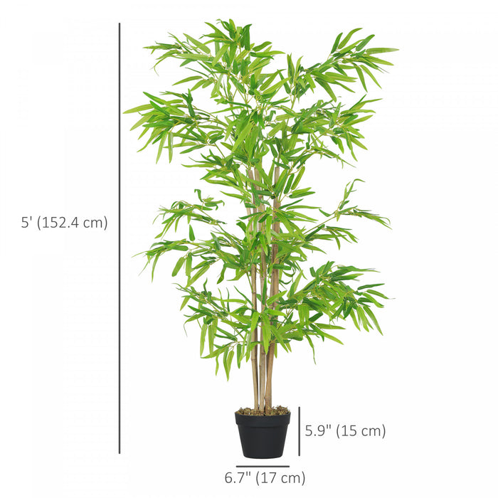 Outsunny Artificial Bamboo Tree, 5ft Fake Decorative Plant in Nursery Pot