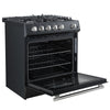 Forno Leonardo Espresso 30" Black Gas Range, 5 cu.ft Convection Oven-FFSGS1116-30BLK | Cuisiniere a gaz Leonardo Espresso de 30", noire, 5 pi³ – FFSGS1116-30BLK