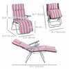 Outsunny Set Of 2 Garden Sun Lounger, Outdoor Recliner, Grey And Red