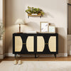 HOMCOM Boho Sideboard, Buffet Cabinet with Adjustable Shelves, Black
