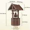 Outsunny Wishing Well Outdoor Wooden Planter with Hanging Bucket, Tan