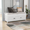 Olivia Pine Wood Storage Bench With 3-door Shoe Cabinet With Hidden Compartment - White | Banc De Rangement Olivia En Pin Avec Meuble A Chaussures 3 Portes Et Compartiment Cache, Blanc