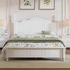 Jessie Retro Style Platform Bed with Wooden Slat Support,Queen Size, White Queen Bed | Jessie Lit plateforme style retro avec support a lattes en bois, Taille Queen, Blanc