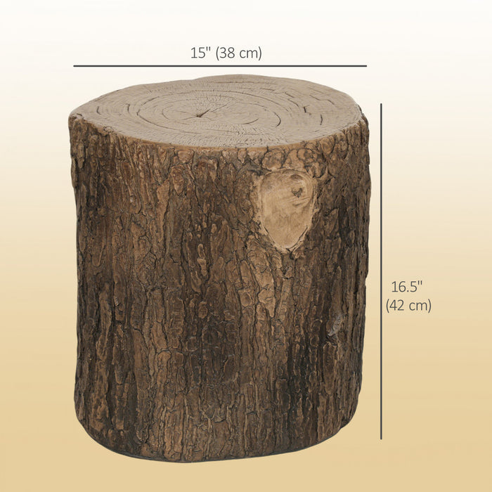 Outsunny 15\" Tree Stump Decorative Garden Stool Side Table Plant Stand