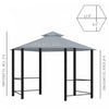 Outsunny 13ft Hexagon Gazebo Outdoor Canopy Shelter With Netting And Shaded Curtains Grey|Outsunny Hexagon Gazebo 13ft Outdoor Canopy Shelter Avec Filet Et Rideaux D'ombrage Gris