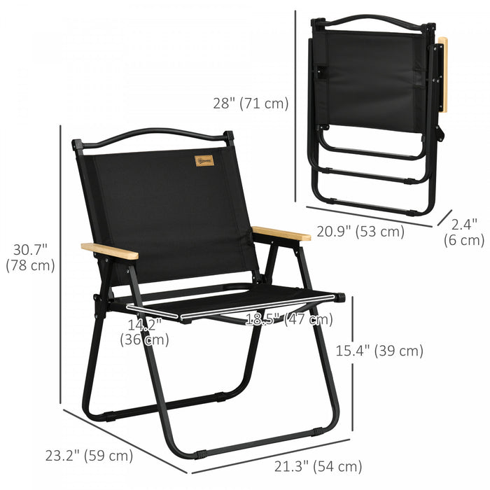 Outsunny Folding Camping Chair, Portable Armchair, Black