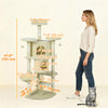PawHut Cat Tree, 62" Multi-Level Cat Tower with Scratching Posts, 2 Condos, Hammock, Perches, Plush, Pompoms, for Indoor Kittens Playing, Resting, Sleeping, Beige