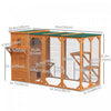Pawhut Wooden Cat Catio, 76"l Walk In Outdoor Cat House With Asphalt Roof, Platforms, Lockable Doors, 3-tier Resting Condo, Observation Window, For 2-3 Cats, Orange