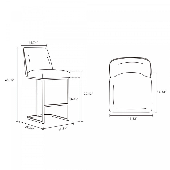 Serena Modern Metal Upholstered Barstool in Light Gray - Set of 3 Bar Stool