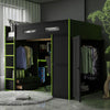 Jerry Wood Loft Bed with Desk and Storage,Full Size,Green Full Bed | Jerry Lit mezzanine en bois avec bureau et rangement, Taille Double, Vert