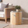 Liam Round Solid Wood End Table,Beige Brown  | Liam Table d'Appoint Ronde en Bois Massif, Brun Beige