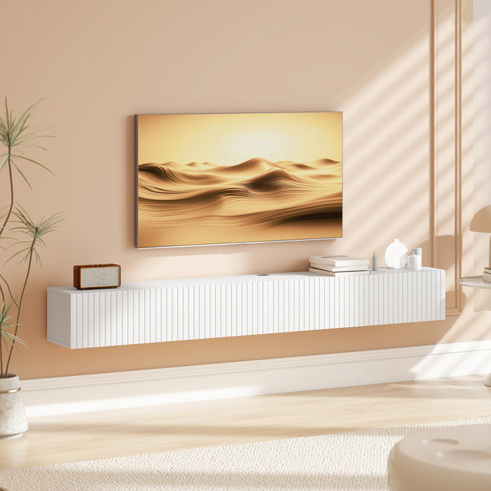 HOMCOM 71\" Floating TV Stand for TVs up to 72 Inch, White