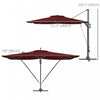 Outsunny 10' X 13' Cantilever Patio Umbrella With Windproof Straps, Red