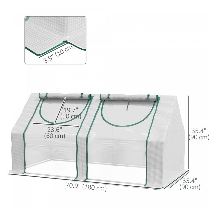 Outsunny 6' X 3' X 3' Mini Greenhouse With 2 Pe/plastic Covers, White