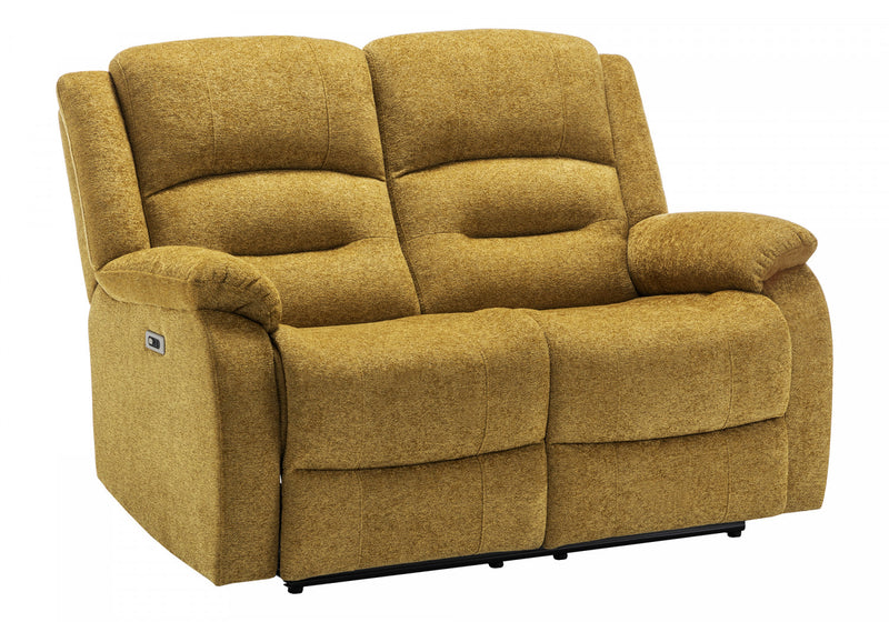 MONARCH SPECIALTIES 2-SEATER POWER RECLINING LOVE SEAT, 57\" WIDE, USB PORT INCLUDED, GOLD FABRIC RECLINER