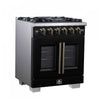 Forno Capriasca 30" Black Gas Range 4.32 cu.ft -FFSGS6460-30BLK | Cuisiniere a gaz noire Capriasca 30 pouces, 4,32 pi³ – FFSGS6460-30BLK