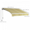 Outsunny 8' X 6.5' Retractable Awning With LED Lights, Uv40+, Yellow/grey|Outsunny Auvent Retractable 8' X 6.5' Avec Lumieres LED, Uv40+, Jaune/gris