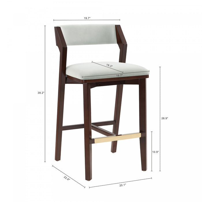 Patricia Modern Wood Upholstered Barstool in White Glacier - Set of 2