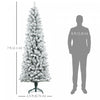 Homcom 7ft Flocked Pencil Artificial Christmas Tree With Steel Base, Green|Homcom Arbre De Noel Artificiel Floque De 7 Pieds Avec Base En Acier, Vert
