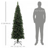 HOMCOM 6ft Artificial Pencil Christmas Tree w/ 618 Branches and Metal Base