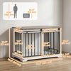 PawHut Dog Crate Furniture, 100 cm Wooden Dog Kennel Indoor Double Door with Sliding Barn Door, Decorative Pet Kennel End Side Table for Large Breeds, White