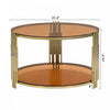 Jonas 31.5" Round Tempered Glass Coffee Table With Lower Shelf - Brown | Table Basse Ronde Jonas De 31,5" En Verre Trempe Avec Etagere Inferieure - Marron