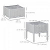 Outsunny 2 Piece Raised Garden Bed PP Raised Flower Bed Light Grey