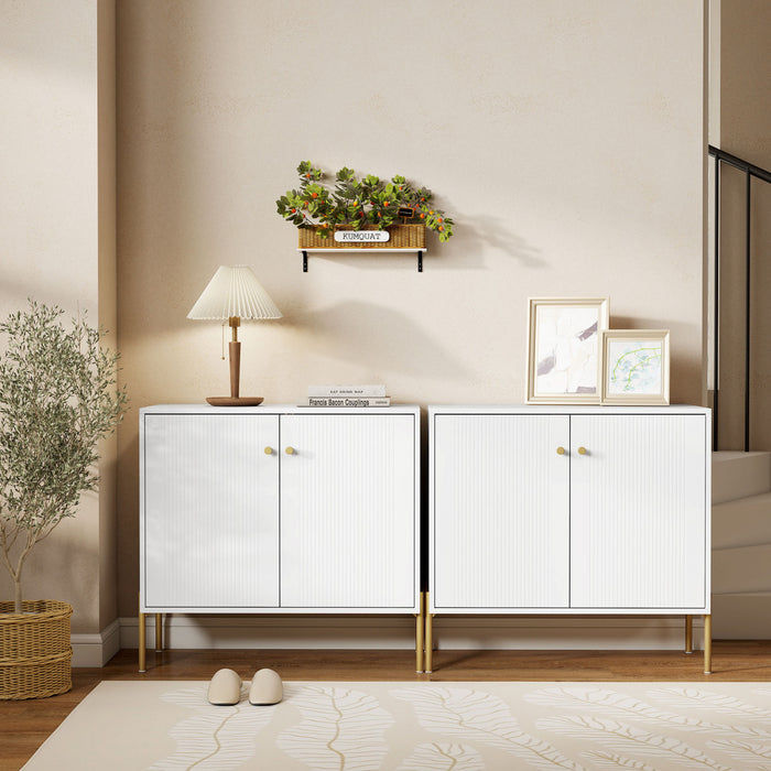 HOMCOM Sideboard with Fluted Doors, 32\" Modern Buffet Cabinet, White