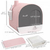 Pawhut Large Cat Litter Box With Lid, Enclosed Kitty Litter Box With Slide-out Tray, Scoop, Filter, Pink