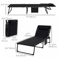 Outsunny Folding Chaise Lounge, Padded Reclining Tanning Chair, Black