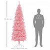 Homcom 7ft Tall Pencil Artificial Christmas Tree With Steel Base, Pink|Homcom Arbre De Noel Artificiel De 7pi De Haut Avec Base En Acier, Rose
