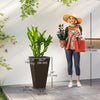 Outsunny 28" Tall Plastic Planters, Set of 3 Garden Flower Pots, Brown