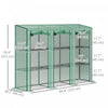 Outsunny Lean-to Mini Greenhouse W/ 3 Tier Shelves, 3 Roll-up Doors, Green|Outsunny Mini Serre Adossee Avec 3 Etageres, 3 Portes Enroulables, Vert