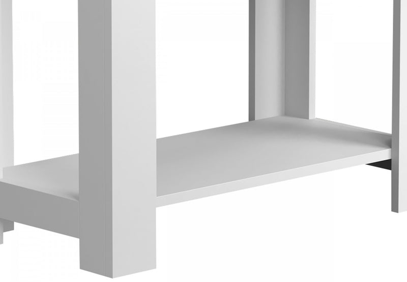24” Classic Narrow Accent Table With Hidden Storage & Lower Shelf - White