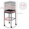 Pawhut 44.5"h Metal Bird Cage Parrot Play Spot Stand W/ Wheel Storage Shelf Multi-doors Black|Pawhut 44,5"h Support De Spot De Jeu Pour Perroquet En Metal Avec Cage A Oiseaux Avec Etagere De Ran