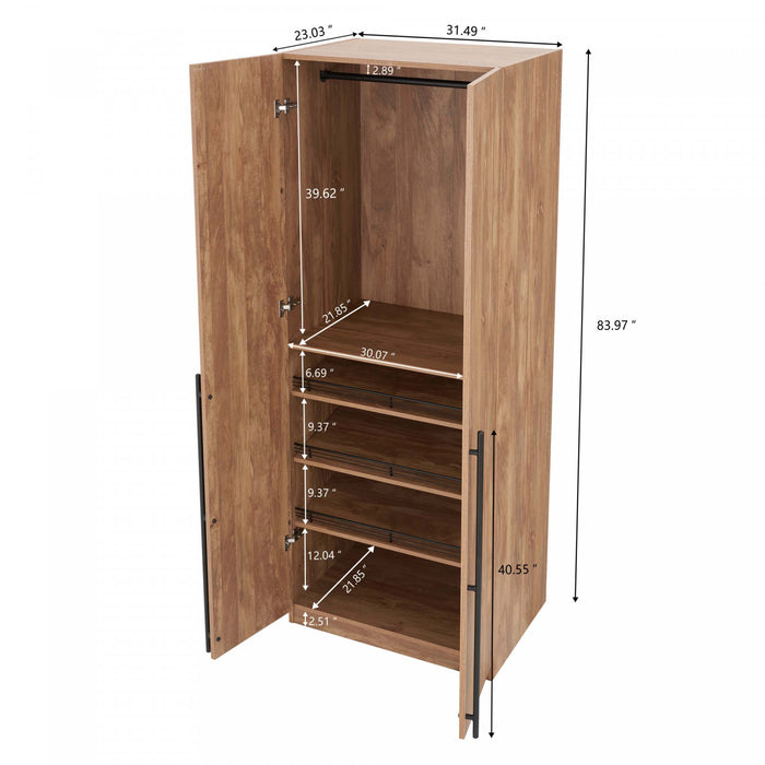 Lee Modern 32\" Wardrobe Closet in Golden Brown - Set of 3 Armoire
