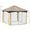 Outsunny 11' X 11' Steel Gazebo Canopy Party Tent Shelter With Double Roof, Netting Sidewalls, Corne|Outsunny 11' X 11' Abri De Tente De Fete En Acier Avec Toit Double, Parois Laterales En Filet, Ridea