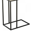 19” C-Shaped Reclaimed Wood End Table With Metal Frame | Table de bout en forme de C de 19 po en bois recyclé avec armature en métal