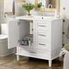 Jonas 24" Solid Wood Bathroom Vanity Cabinet With Storage Drawers And Door - White | Jonas Meuble-lavabo De Salle De Bain 24" En Bois Massif Avec Tiroirs Et Porte De Rangement - Blanc