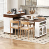 Avery Extendable Dining Table with Rolling Kitchen Island,Walnut | Table a manger extensible Avery avec ilot de cuisine roulant, noyer