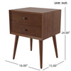 Emma Mid-Century Modern Nightstand with 2 Drawers,Brown | Emma Table de Nuit Moderne Mid-Century avec 2 Tiroirs, Marron