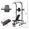 Soozier Multi-function Training Stand Power Tower Station Gym Workout Equipment With Sit Up Bench, P|Soozier Support D'entrainement Multifonctionnel Station Equipement D'entrainement De Gymnastique Ave